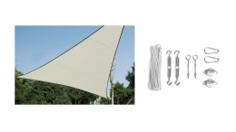 Perel Shade Fabric / Sonnensegel Dreieck inklusive Befestigungsset - 3.6 x 3.6 x 3.6m - Creme