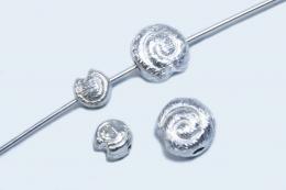 Perlen aus 925 Silber, Schnecke, Ø 4/6/8 mm, gebürstet 8 mm / 10 Stück