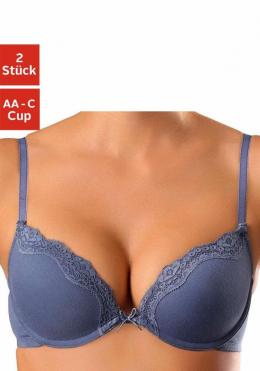petite fleur Push-up-BH, (2 Stück), mit Bügel und feinem Spitzenband, Basic Dessous