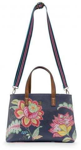 Pip Studio JAMBO FLOWER SHOPPER TRAGETASCHE S - Blue - 33/39x10x22 cm