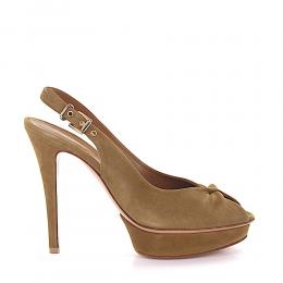 Plateaupumps Slingpumps Veloursleder beige