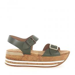 Plateausandaletten H354 Kalbsleder  khaki