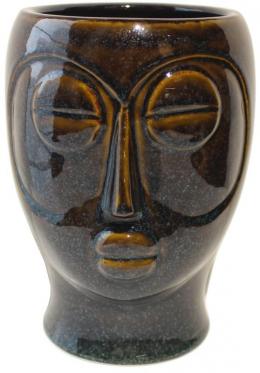 Present Time Mask Blumentopf - dark brown - 18,5 x 16 x 22,2 cm