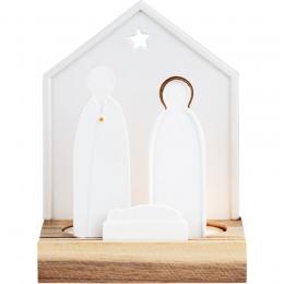 räder LIVING kleine Krippe Teelichthalter - natur-weiß - 12x8x16 cm