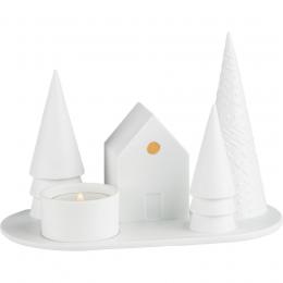 räder LIVING Waldhütte Kerzenhalter - weiß - 18x10x12 cm
