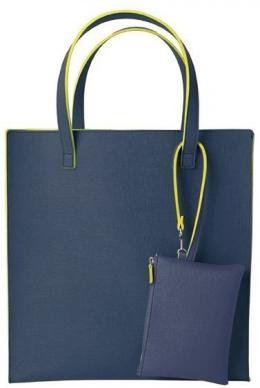 Remember Denim Tasche mit Pouch - blau - Tasche 34x35,5x11,5 cm - Pouch 16,5x12 cm