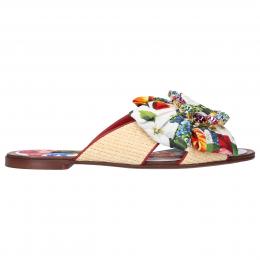 Riemchensandalen BIANCA Kalbsleder Canvas Logo Swarovski beige rot