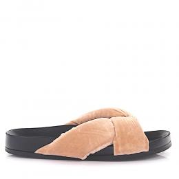 Riemchensandalen Samt beige