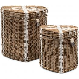 Rivièra Maison Rustic Rattan Heart K&ouml;rbe im 2er-Set - nature - 2er-Set - 23/30x25/32 cm