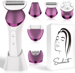 Sansbeauté® 6-in-1 Ladyshave - Gesicht - Achselhöhlen - Beine - Bikinizone - Rasierer für Frauen - Epilierer - Epilierer für Damen - Trimmer für Frauen - Bikini Trimmer - USB Wiederaufladbar