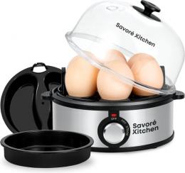 Savoré Kitchen 4-in-1 Eierkocher 7 Eier - Antihaft-Bratplatte - Elektrisch - Eierkocher mit Zeitschaltuhr