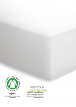 schlafgut Organic-Cotton-Jersey 50101 Spannbettlaken - weiß - 90-100x190-200 cm