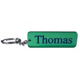 Schlüsselanhänger mit Name Wunschname personalisiert individuell farbig Gravur Grün