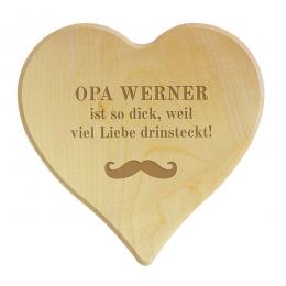 Schneidebrett aus Holz in Herzform f&uuml;r den besten Opa Gr&ouml;&szlig;e: 24 x 24 x 1,4 cm
