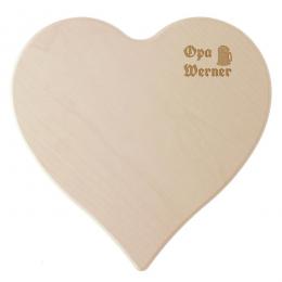 Schneidebrett aus Holz in Herzform mit Namensgravur Größe: 24 x 24 x 1,4 cm