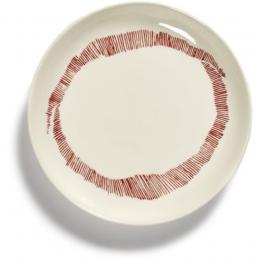 Serax Feast by Ottolenghi Kuchenteller 4er Set - weiß swirl-stripes rot - 4 Teller à ø 16 cm - Höhe 2 cm