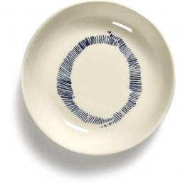 Serax Feast by Ottolenghi Schale 4er Set - weiß swirl-stripes blau - 4 Schalen à ø 11,5 cm - Höhe 2 cm