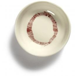 Serax Feast by Ottolenghi Schale 8er Set - weiß swirl-stripes rot - 8 Schalen à ø 7,5 cm - Höhe 2 cm