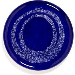 Serax Feast by Ottolenghi Servierteller - lapis lazuli swirl-dots weiß - ø 35 cm - Höhe 2 cm