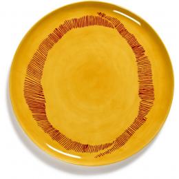 Serax Feast by Ottolenghi Servierteller - sunny  yellow swirl-stripes rot - ø 35 cm - Höhe 2 cm