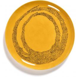 Serax Feast by Ottolenghi Speiseteller 2er Set - sunny yellow swirl-dots schwarz - 2 Teller à ø 26,5 cm - Höhe 2 cm