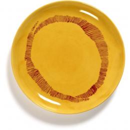 Serax Feast by Ottolenghi Speiseteller 2er Set - sunny yellow swirl-stripes rot - 2 Teller à ø 19 cm - Höhe 2 cm