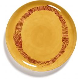 Serax Feast by Ottolenghi Speiseteller 2er Set - sunny yellow swirl-stripes rot - 2 Teller à ø 26,5 cm - Höhe 2 cm