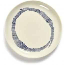 Serax Feast by Ottolenghi Speiseteller 2er Set - weiß swirl-stripes blau - 2 Teller à ø 19 cm - Höhe 2 cm