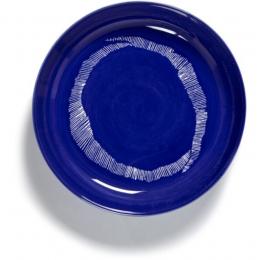 Serax Feast by Ottolenghi Teller mit hohem Rand 2er Set - lapis lazuli swirl-stripes weiß - 2 Teller à ø 22 cm - Höhe 4 cm