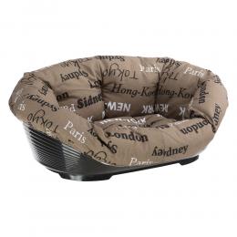 Set aus Ferplast Hundekorb Siesta Deluxe mit Überzug Sofà - Cities - Set Größe 4, L 61,5 x B 45 x H 21,5 cm