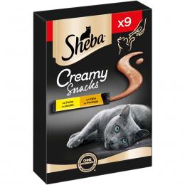 SHEBA® Creamy Snacks mit Huhn und Käse 9x12g