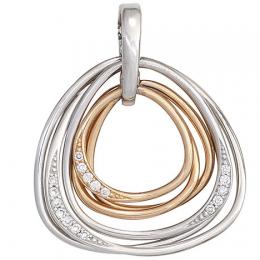 SIGO Anhänger 585 Gold Weißgold Rotgold bicolor 17 Diamanten Brillanten