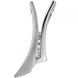 SIGO Anhänger 585 Gold Weißgold teil matt 5 Diamanten Brillanten Weißgoldanhänger