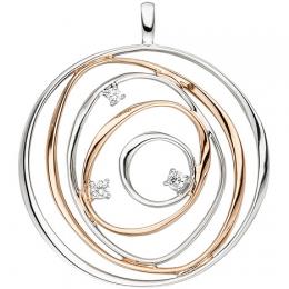 SIGO Anhänger 925 Sterling Silber bicolor vergoldet 3 Zirkonia Silberanhänger