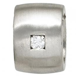 SIGO Anhänger 925 Sterling Silber rhodiniert mattiert 1 Diamant Brillant 0,05ct.