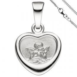 SIGO Anhänger Kleines Herz Herzchen Schutzengel 925 Sterling Silber mit Kette 38 cm