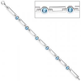 SIGO Armband 925 Sterling Silber mit Zirkonia hellblau und weiß 19 cm Silberarmband