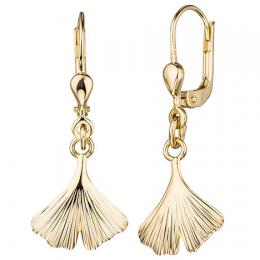 SIGO Boutons Gingko Ginko 375 Gold Gelbgold Ohrringe Ohrh&auml;nger