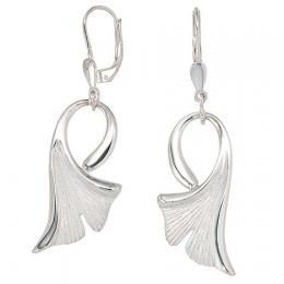 SIGO Boutons Gingko Ginko 925 Sterling Silber mattiert Ohrringe Ohrh&auml;nger
