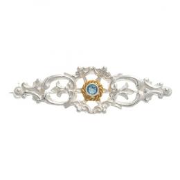 SIGO Brosche 925 Silber Trachtenschmuck Zirkonia hellblau, Jubiläum