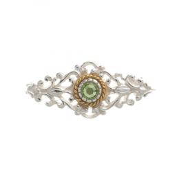 SIGO Brosche 925 Silber Trachtenschmuck Zirkonia hellgrün