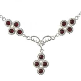 SIGO Collier 925 Silber Trachtenschmuck Zirkonia rot