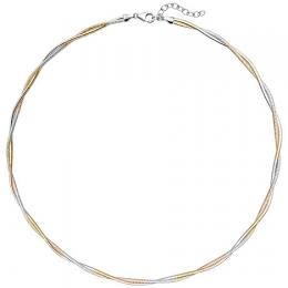 SIGO Collier Halskette 925 Sterling Silber bicolor vergoldet 49 cm Kette