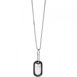 SIGO Collier Kette mit Anhänger Dog Tag aus Edelstahl mit Silikon 50 cm Gravurplatte