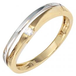 SIGO Damen Ring 333 Gold Gelbgold Weißgold teil matt 1 Zirkonia Goldring