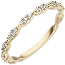 SIGO Damen Ring 585 Gold Gelbgold 27 Diamanten Brillanten Goldring Diamantring