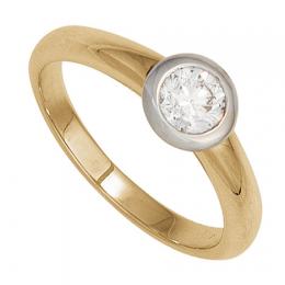 SIGO Damen Ring 585 Gold Gelbgold Weißgold 1 Diamant Brillant 0,15ct. Goldring