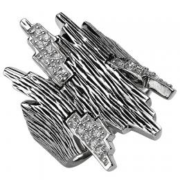 SIGO Damen Ring 925 Sterling Silber geschwärzt 24 Zirkonia Silberring