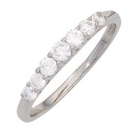 SIGO Damen Ring 925 Sterling Silber rhodiniert 7 Zirkonia Silberring