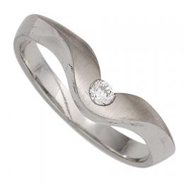 SIGO Damen Ring 950 Platin matt 1 Diamant Brillant 0,08ct. Platinring